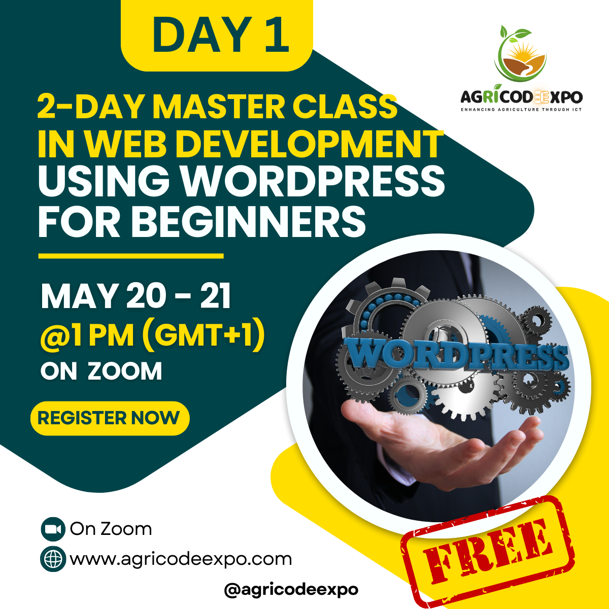 DAY 1: 2-day master class in Web Development for beginners using WordPress.