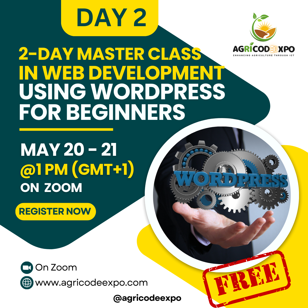 DAY 2: 2 day master class on web development with WordPress for beginners.